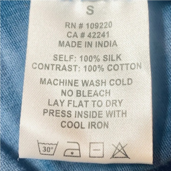 Anthropologie Ben and Lucia Blue Aurora Silk and Cotton Tie-dye Tank Size S - Picture 8 of 8